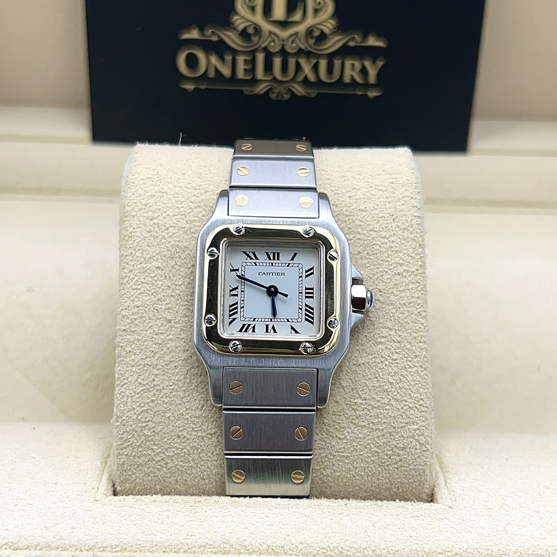 Cartier Santos Galbee Two Tone Ladies Watch.