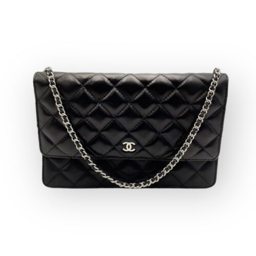Chanel Classic Wallet on Chain bag in black lambskin  "WOC"