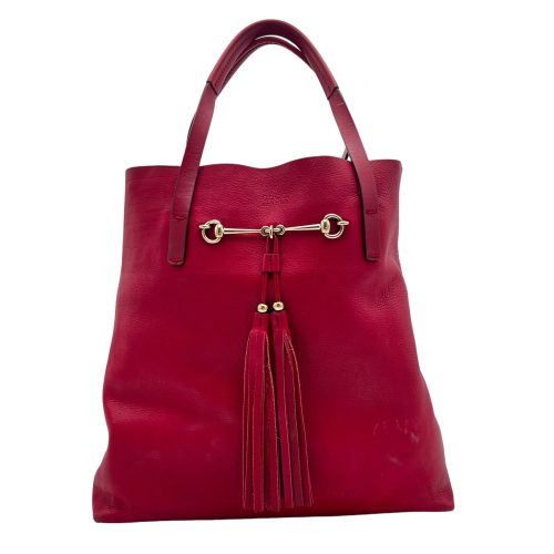 Gucci Red Small Leather Park Avenue Horsebit Tote