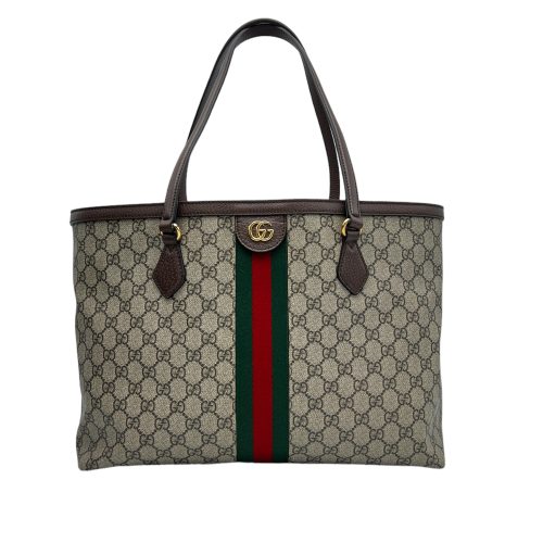 GG Supreme Monogram Medium Ophidia Shopping Tote Brown
