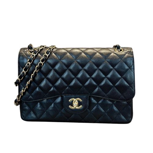 Chanel Classic Jumbo Double Flap Bag in Black & Gold