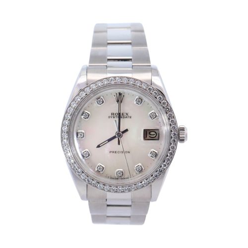 Rolex Oyster Date 34mm Silver Diamond Dial Ref: 6694