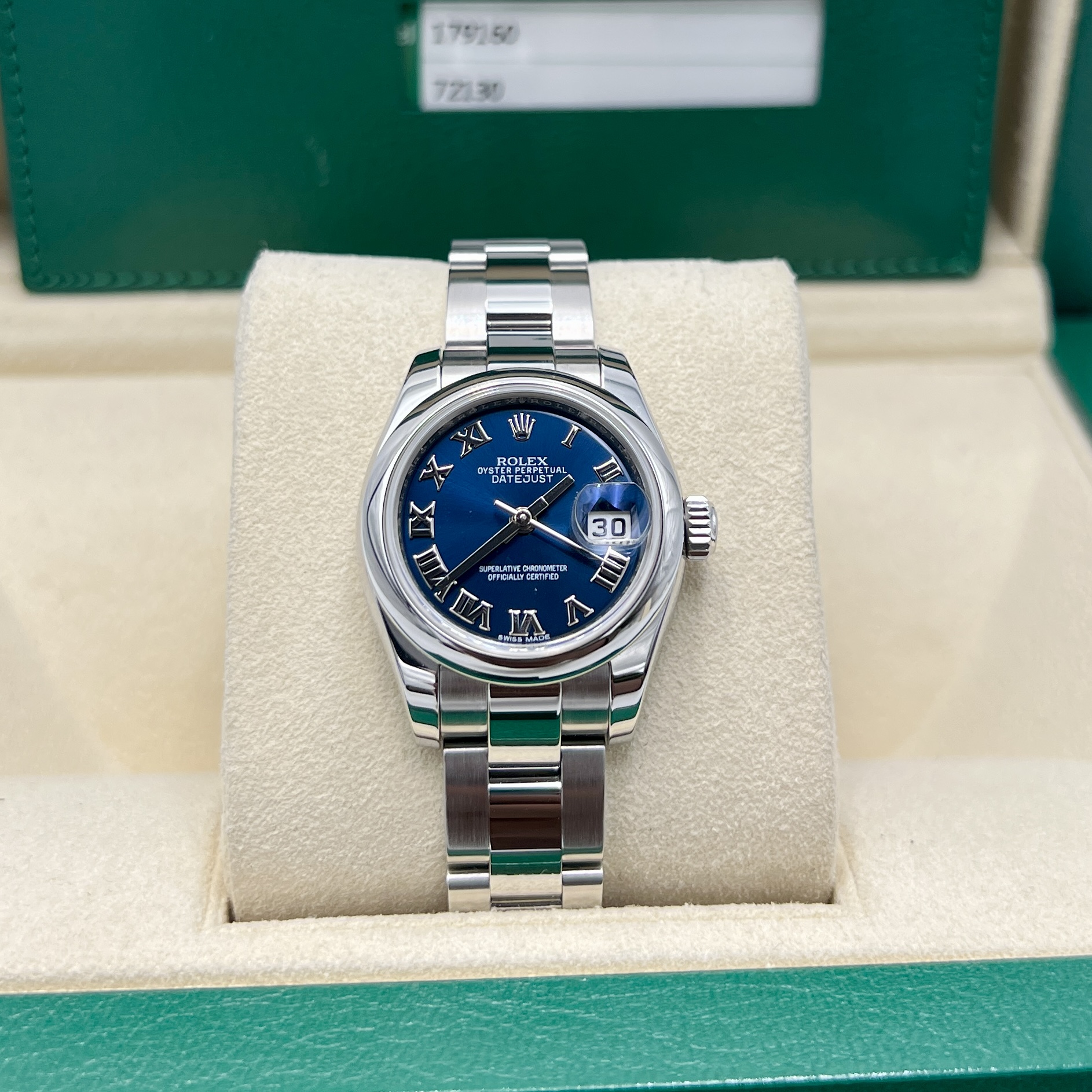 Rolex Lady Datejust 26mm Blue Roman Numeral Dial Ref: 179160