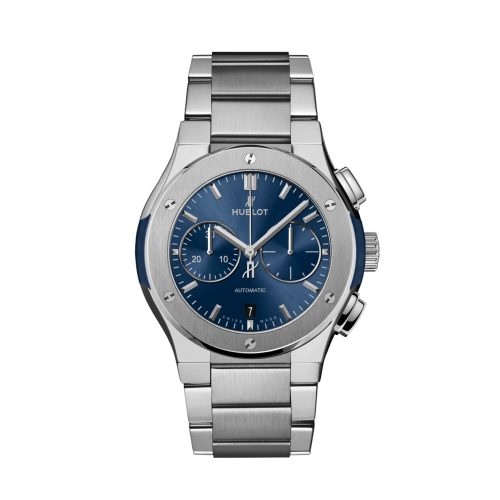 Hublot Classic Fusion Blue Chronograph Titanium Bracelet 42mm Ref: 540.NX.7170.NX