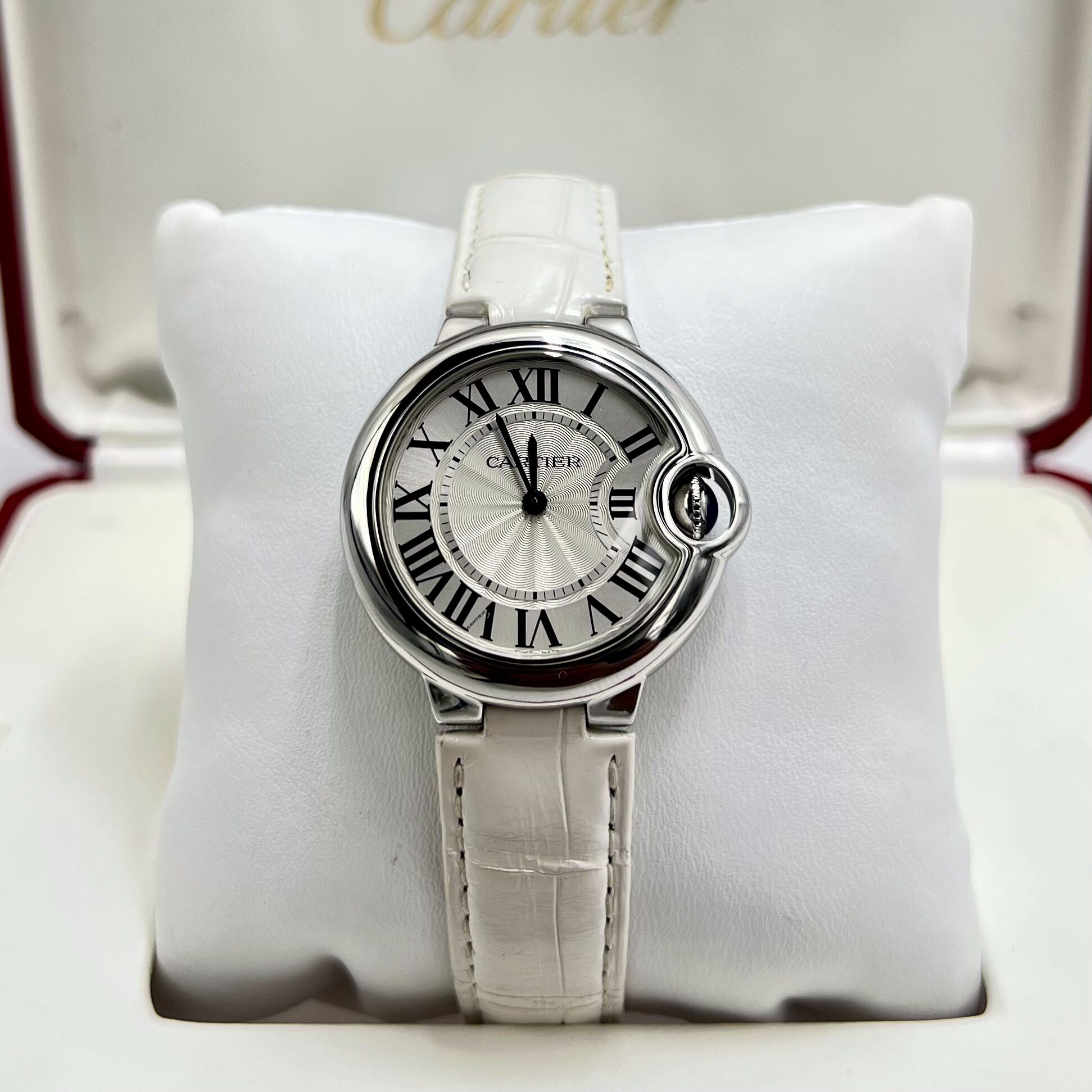 Cartier Ballon Blue 33mm Silver Roman Numeral Dial Ref: 3653