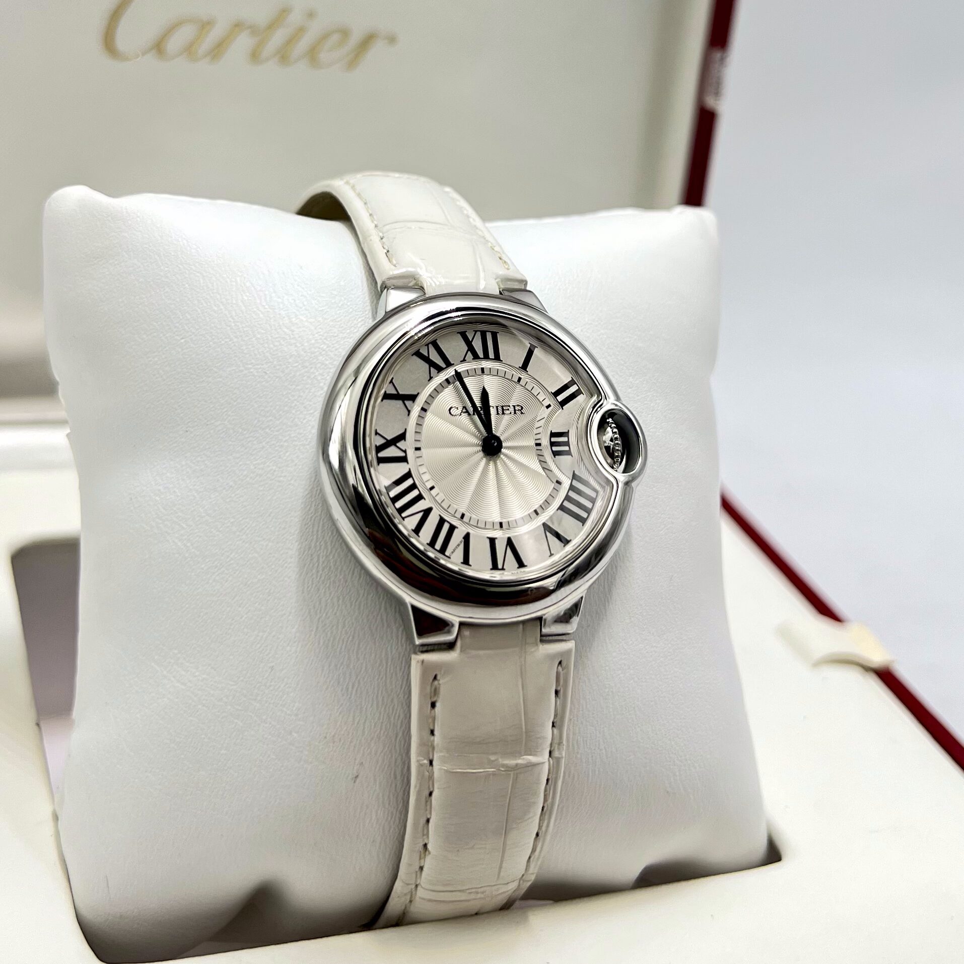 Cartier Ballon Blue 33mm Silver Roman Numeral Dial Ref: 3653