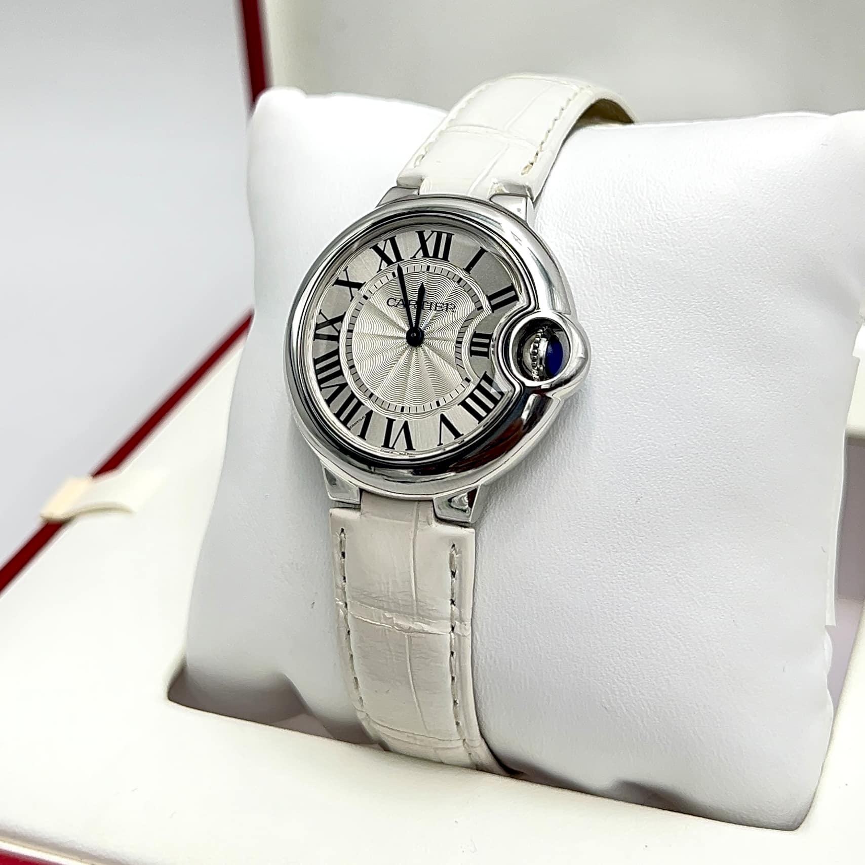 Cartier Ballon Blue 33mm Silver Roman Numeral Dial Ref: 3653