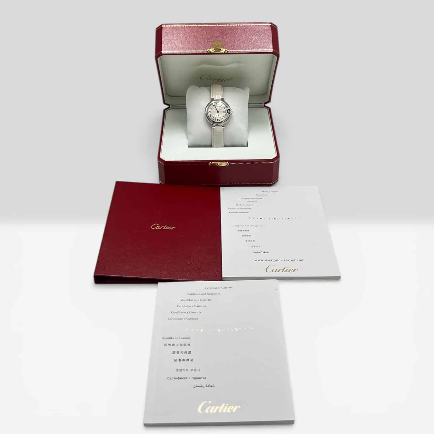 Cartier Ballon Blue 33mm Silver Roman Numeral Dial Ref: 3653