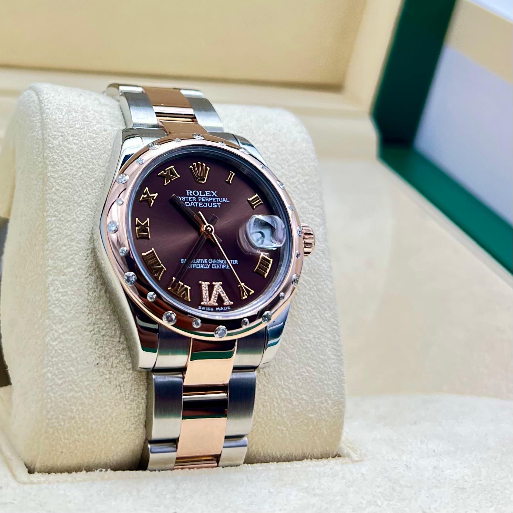 Rolex Datejust 31mm Everose Gold Chocolate Roman Dial VI 11 Diamond Ref. 178341