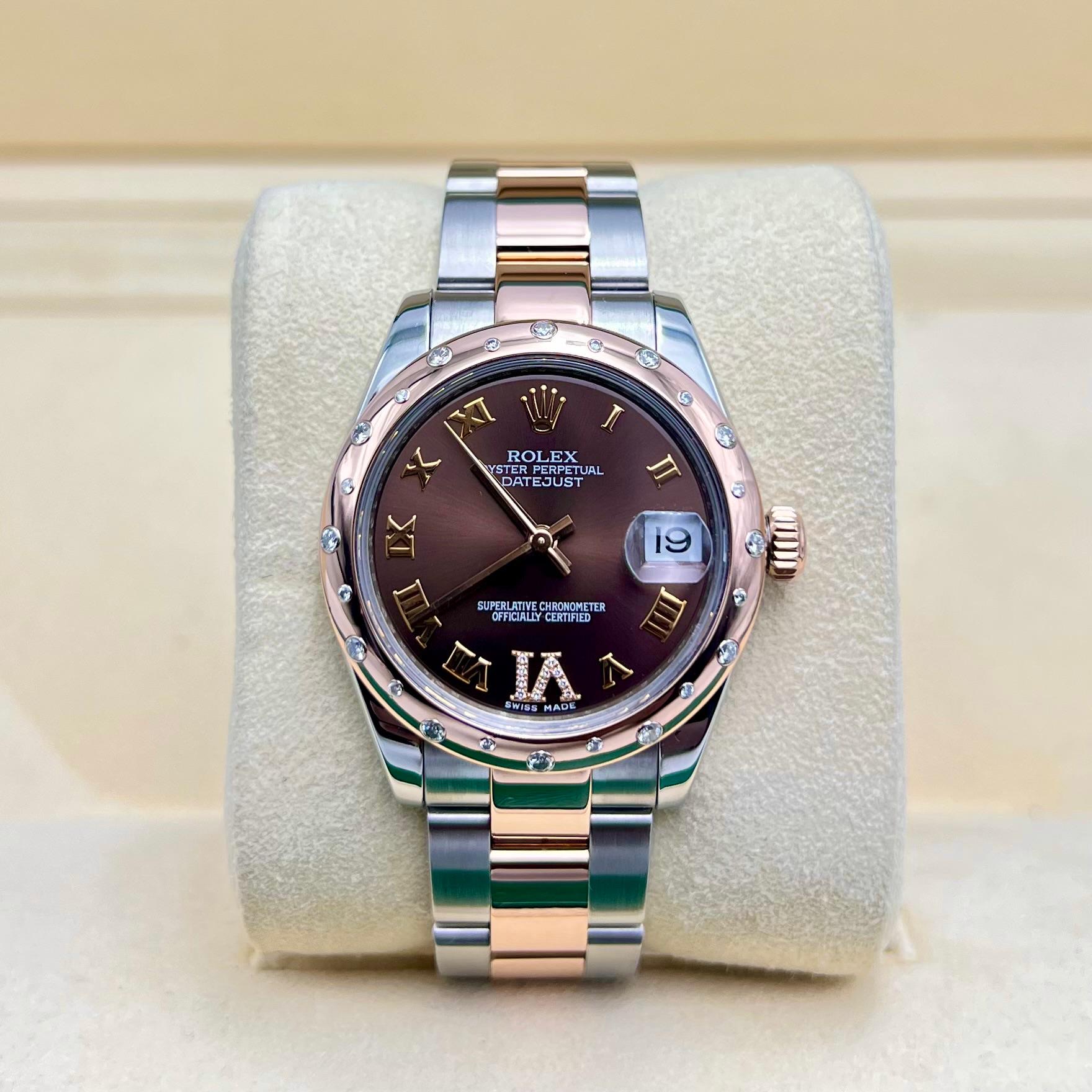 Rolex Datejust 31mm Everose Gold Chocolate Roman Dial VI 11 Diamond Ref. 178341