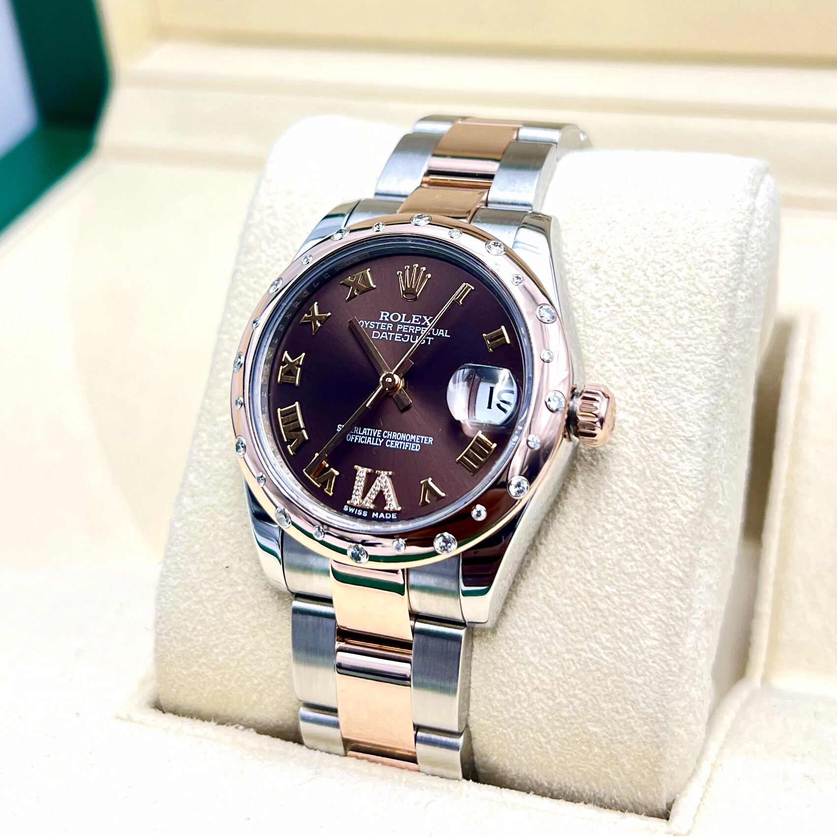 Rolex Datejust 31mm Everose Gold Chocolate Roman Dial VI 11 Diamond Ref. 178341