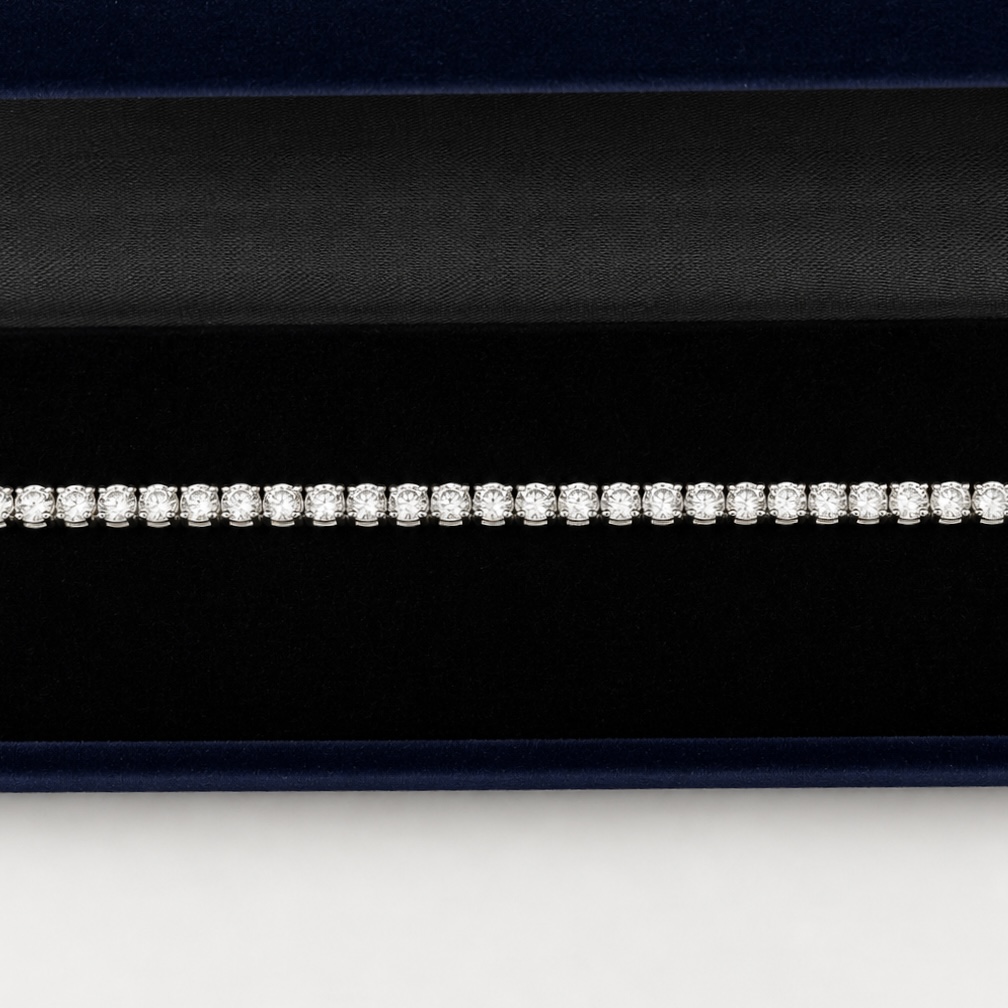 18ct White Gold Diamond Tennis Bracelet 6.71ct