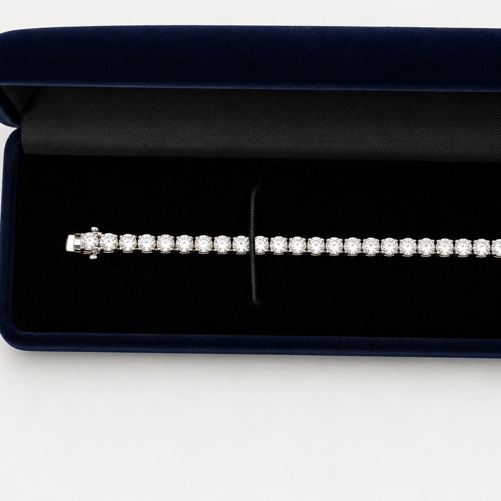 18ct White Gold Diamond Tennis Bracelet 6.71ct