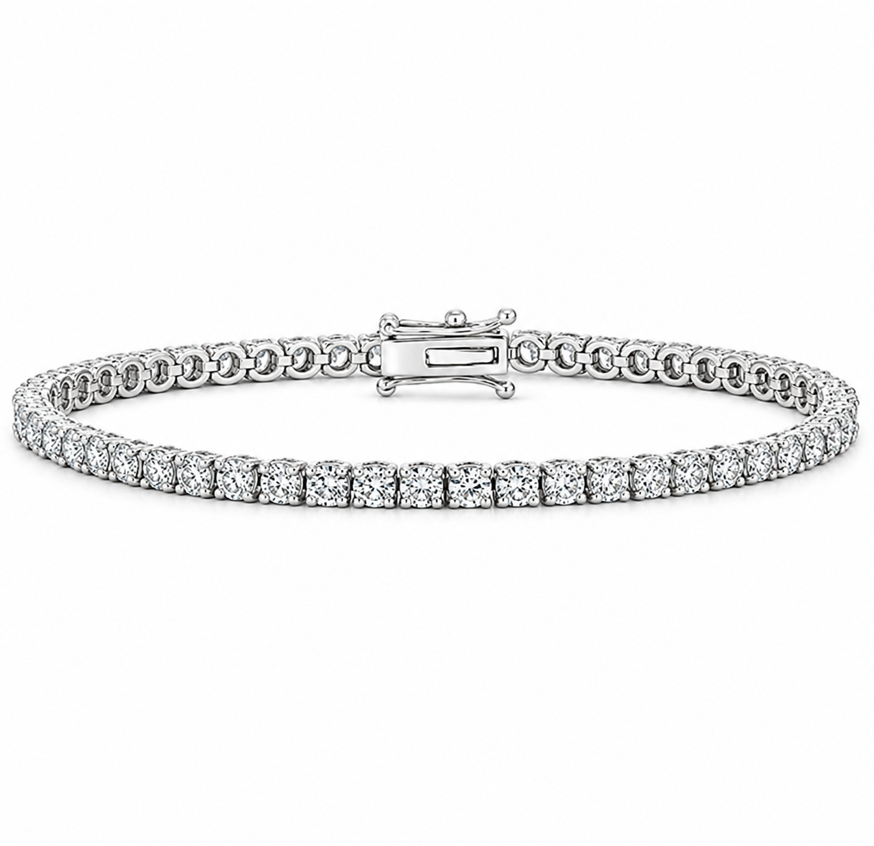 18ct White Gold Diamond Tennis Bracelet 6.71ct