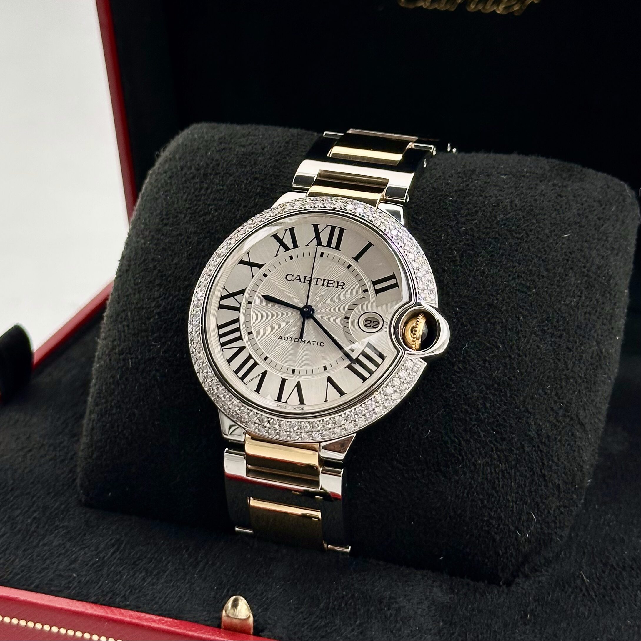 Cartier Ballon Blue Two-Tone Factory Diamond Bezel