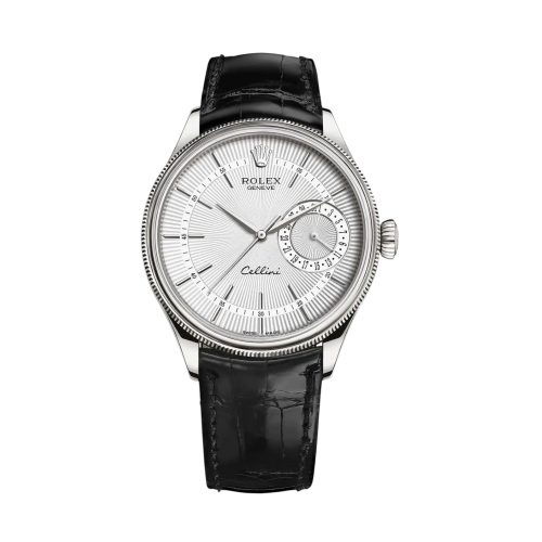 Rolex Cellini 18k White Gold Silver Dial Leather Strap Ref: 50519