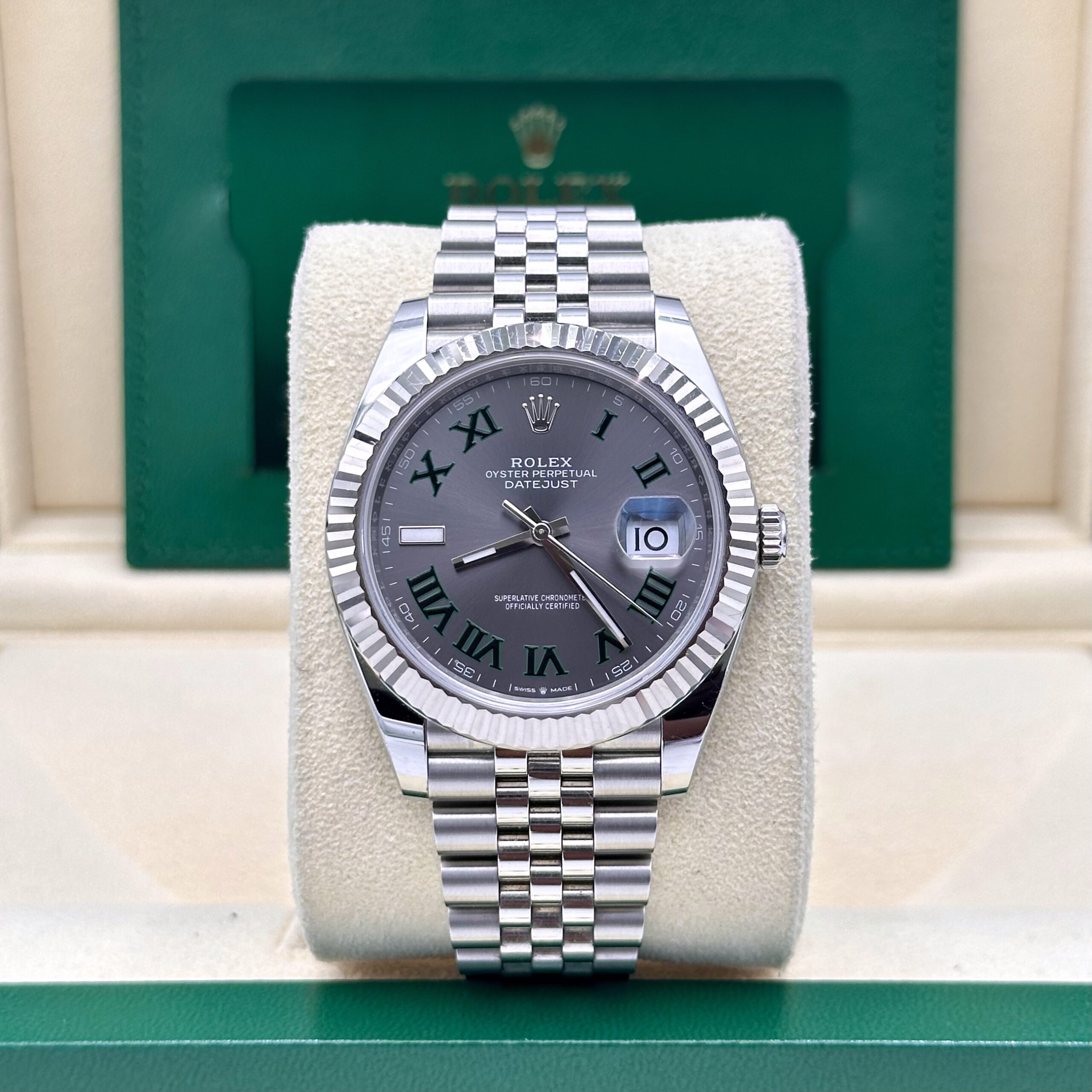 Rolex Datejust 41mm Wimbledon Dial Fluted Bezel Ref: 126334 (2025)