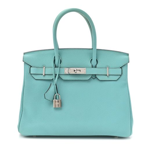 Hermes Birkin 30 Blue Atoll Leather Handbag