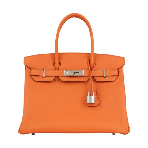 Hermes Birkin 30 Orange Veau Togo Leather Handbag