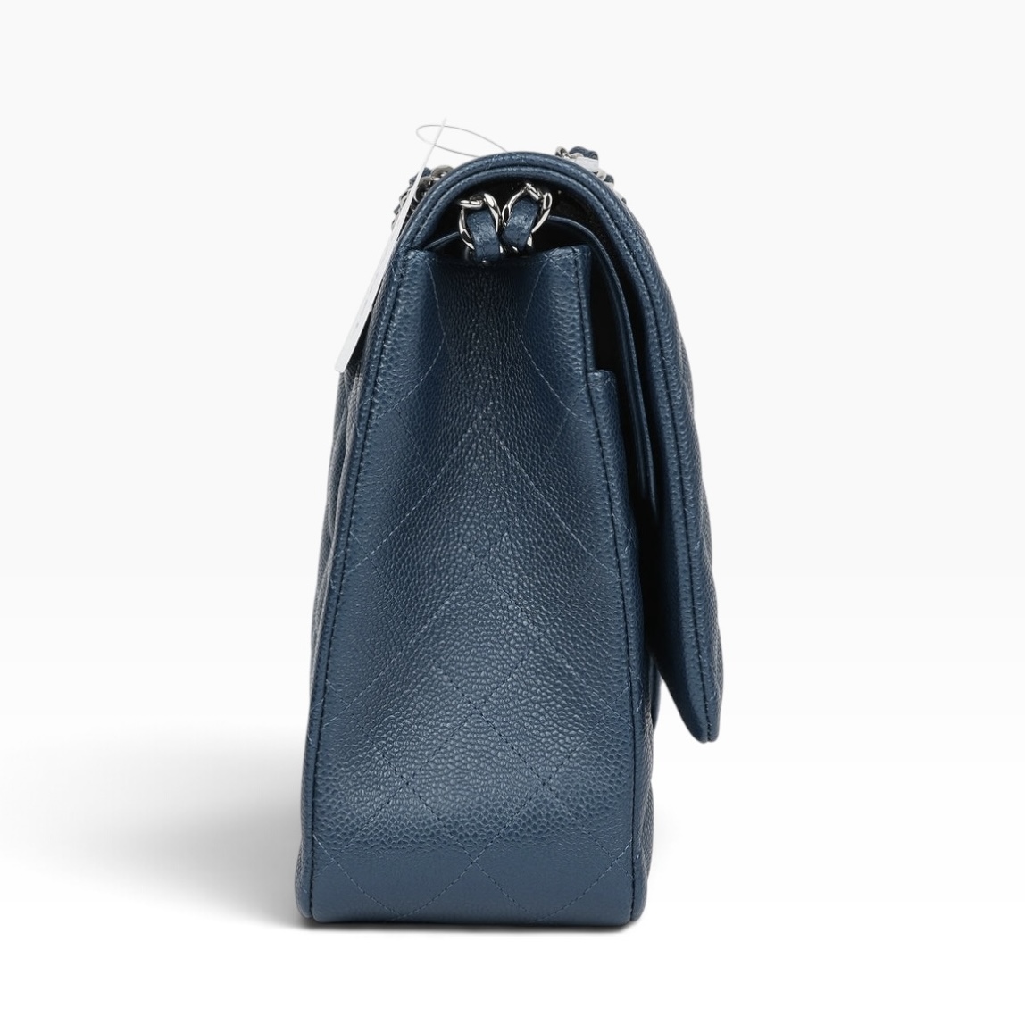 Chanel Maxi Classic Double Flap Bag Dark Blue Caviar Silver Hardware