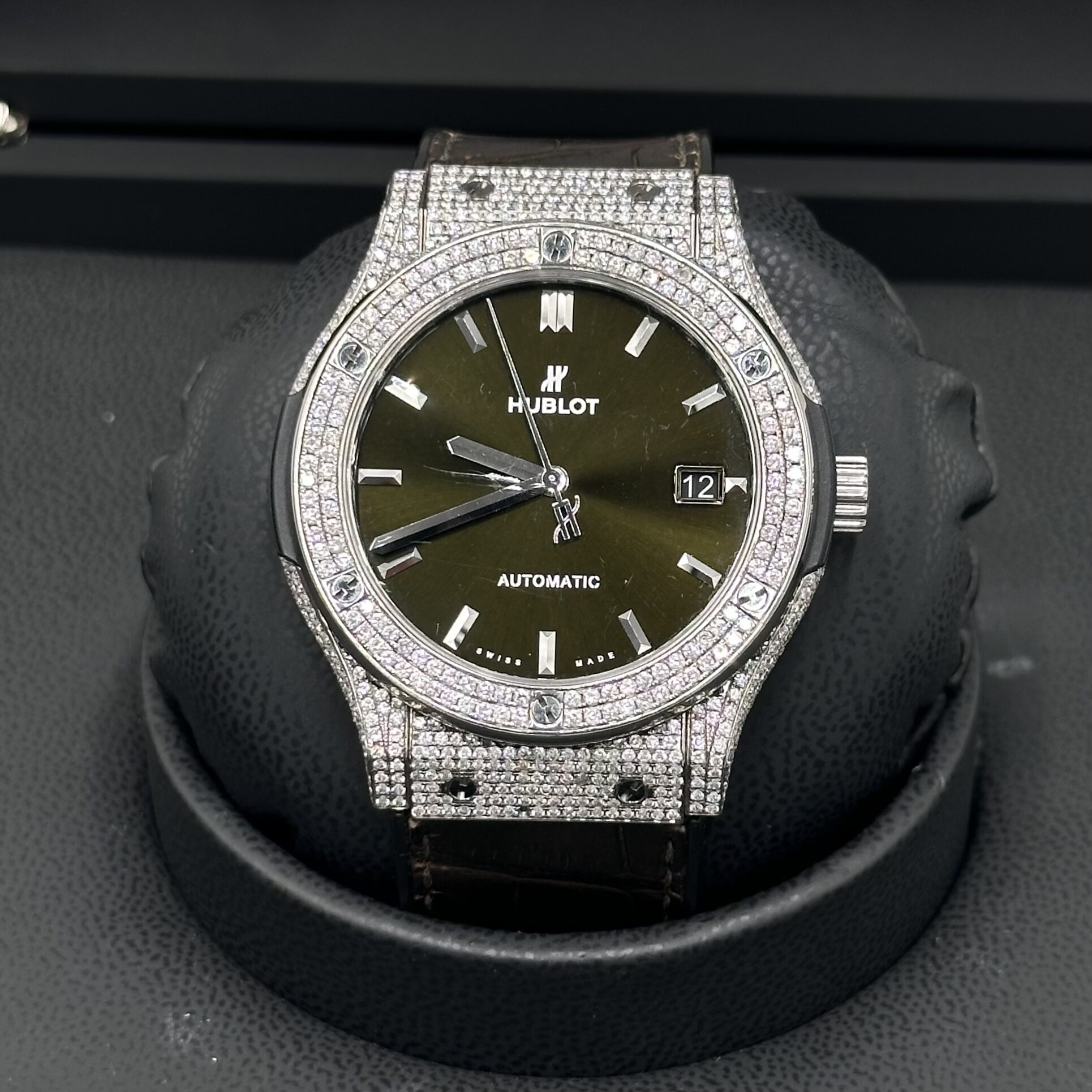 Hublot Classic Fusion Iced Out Green Dial 42mm