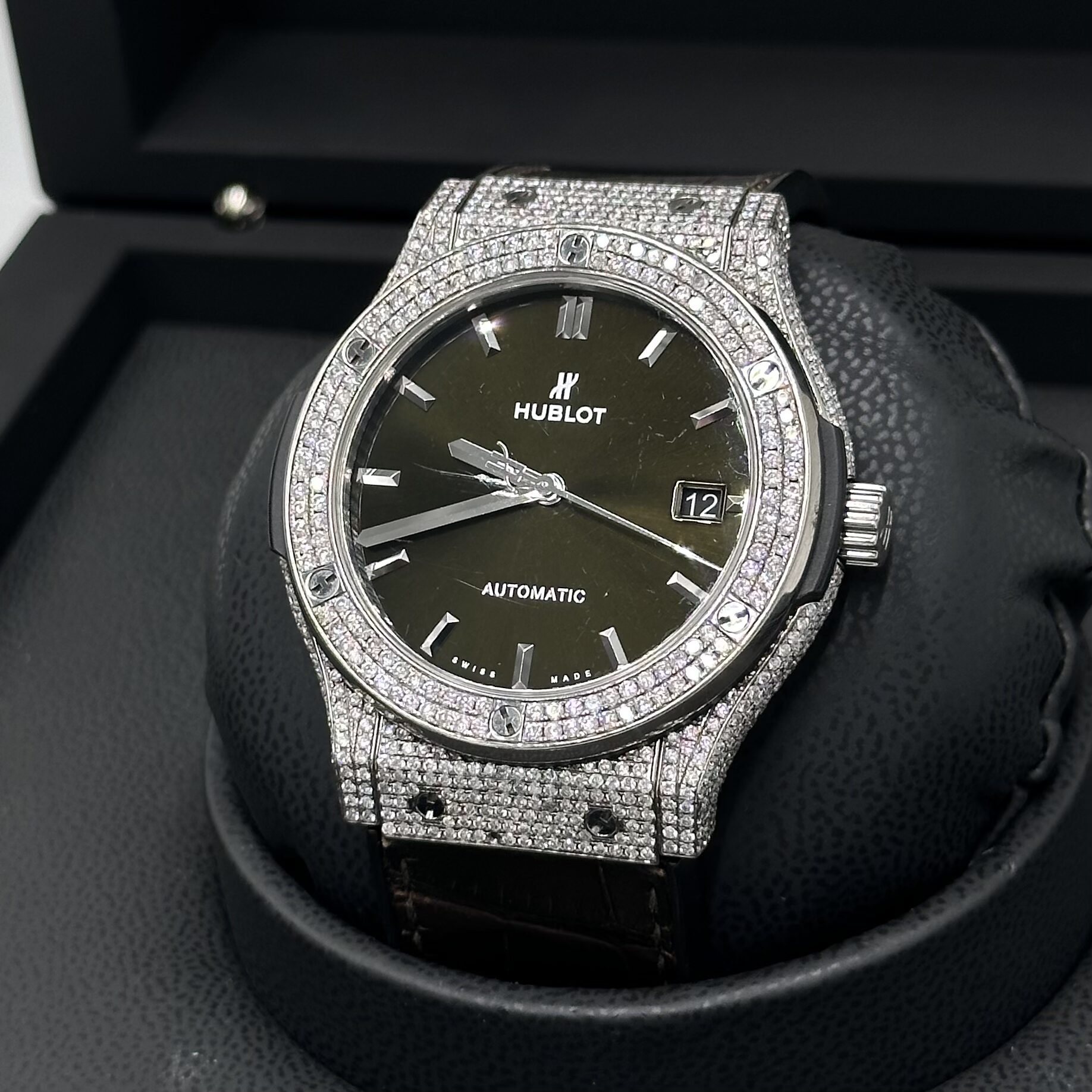 Hublot Classic Fusion Iced Out Green Dial 42mm