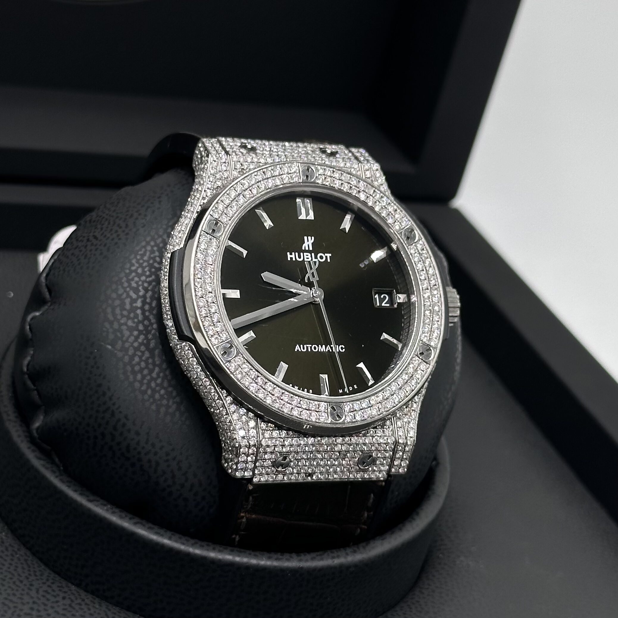 Hublot Classic Fusion Iced Out Green Dial 42mm