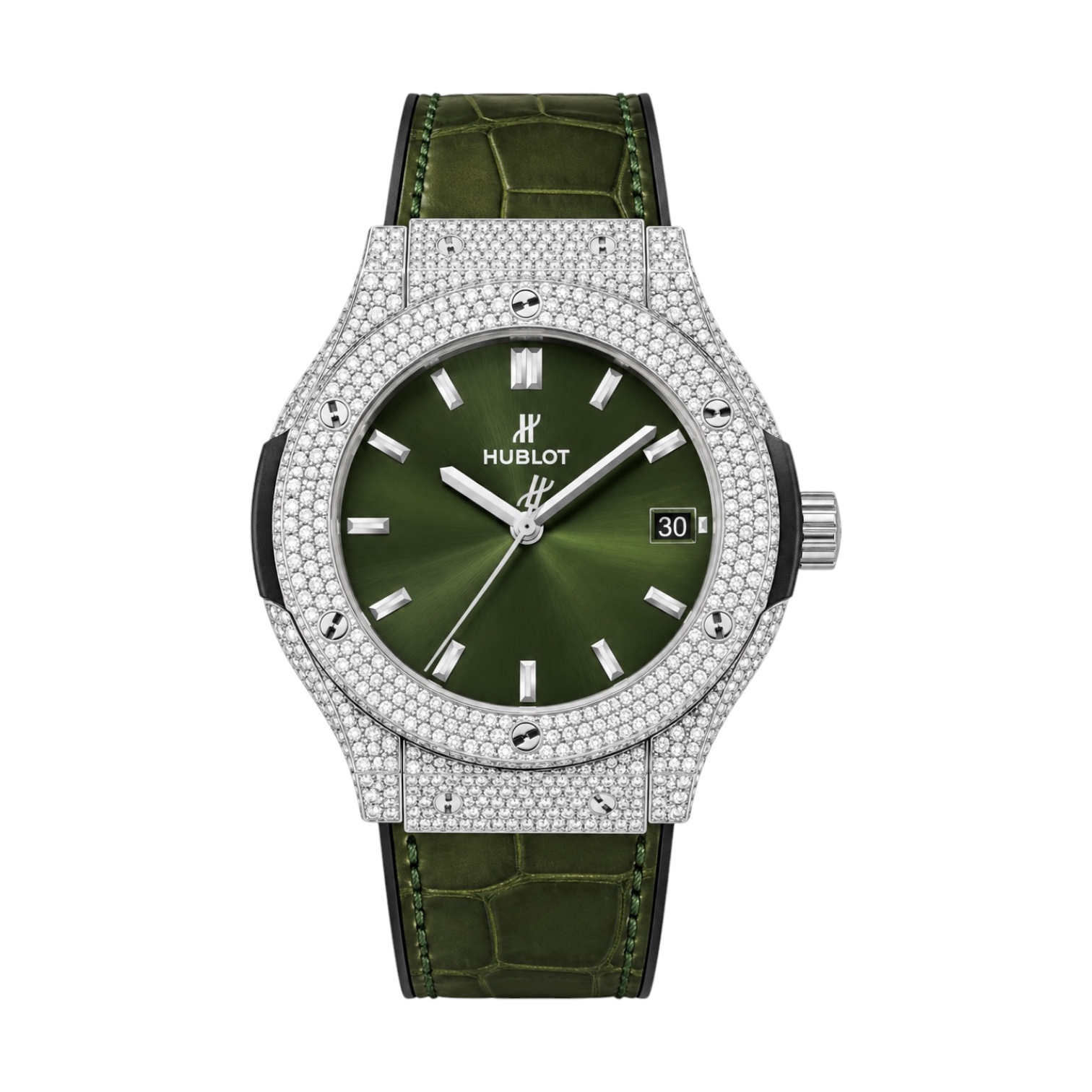 Hublot Classic Fusion Iced Out Green Dial 42mm